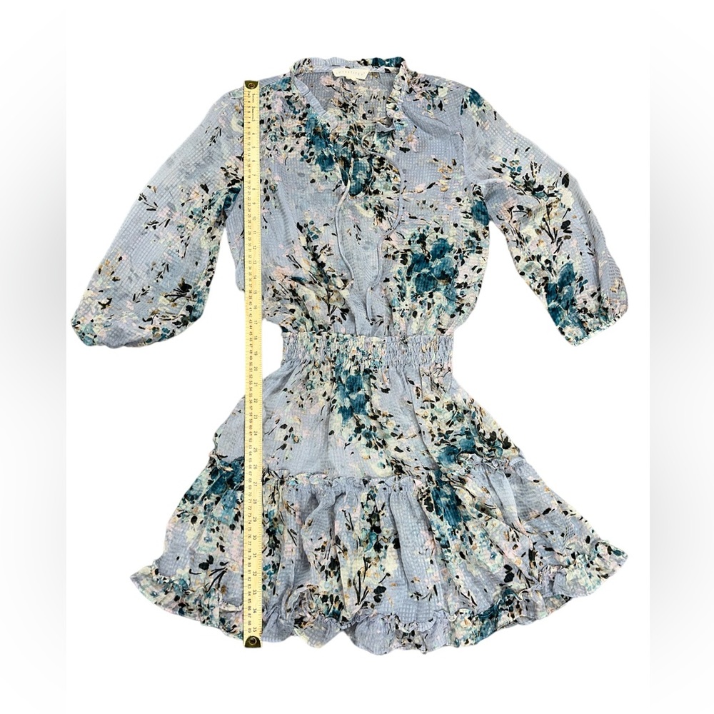 Love Stitch Women’s Boho Floral Smocked Sheer A-Line Ruffle Dress Size Medium - Picture 8 of 9